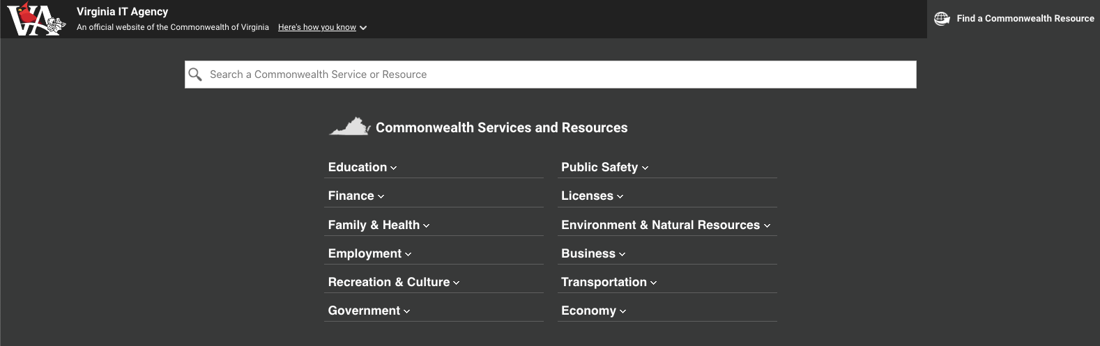 截图 Commonwealth Branding Bar Resources 菜单